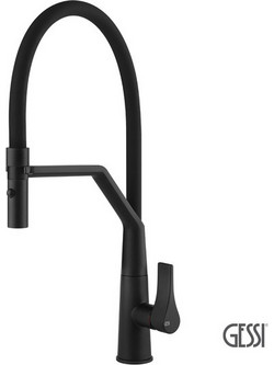 Gessi 17191G-299 Μπαταρία Κουζίνας Πάγκου Διπλής Παροχής Ανάμεικτη με Εύκαμπτο Ρουξούνι Μαύρη