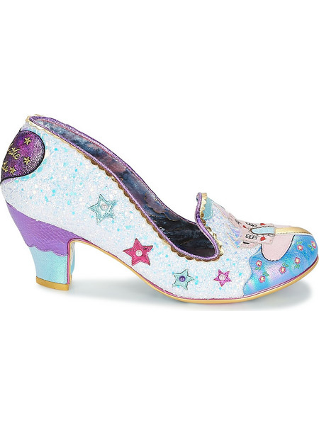 Irregular Choice Γόβες Δερμάτινες με Χοντρό Χαμηλό Τακούνι Λευκές Γαλάζιες 4255-31-A