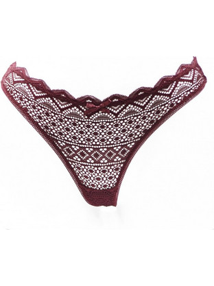Papatya Γυναικείο Sexy String με Δαντέλα Μπορντό 4279