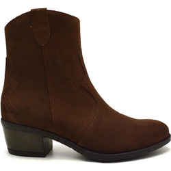 Ragazza Γυναικεία Μποτάκια Cowgirl Suede Καφέ με Χοντρό Χαμηλό Τακούνι 0109