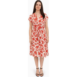 S.Oliver Midi Καλοκαιρινό Καθημερινό Φόρεμα Floral Μεταξωτό Εκρού 26170488
