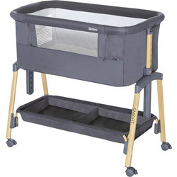 Asalvo Bedside Λίκνο με Στρώμα & Πλαϊνό Άνοιγμα Γκρι AS23148