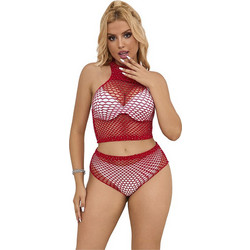 Subblime Sexy Two Piece Set Διχτυωτό Μπορντό D-241389