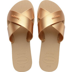 Havaianas Aqua Metallic Γυναικείες Παντόφλες Καλοκαιρινές Αντιολισθητικές Μπρονζέ 4148866-0570