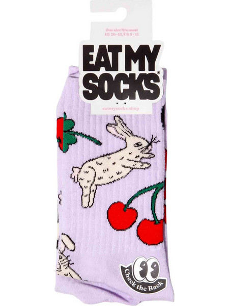 Eat My Socks Good Luck Ανδρικές Κάλτσες Ψηλές με Σχέδια Λιλά EMSSAFLATGDL