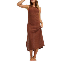 Roxy Playa Mood Midi Καλοκαιρινό Καθημερινό Φόρεμα Πλεκτό Σοκολατί ERJX603455