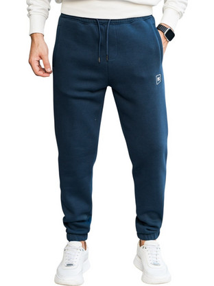 Rebase Ανδρικό Παντελόνι Φόρμας Fleece με Λάστιχο Navy Μπλε 252RPAN-6020