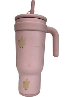 Abo Make a Wish Little Bird Παιδικό Παγούρι Θερμός Ανοξείδωτο BPA Free με Καλαμάκι Ροζ 1180ml