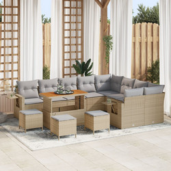 vidaXL Σετ Σαλόνι Κήπου Rattan 12τμχ Εκρού Γκρι 3361777