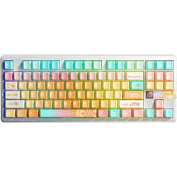 Aula F87 Pro V2 Ασύρματο Μηχανικό Gaming Πληκτρολόγιο TenKeyLess με Meteor Ice Cream Διακόπτες RGB Orange Soda