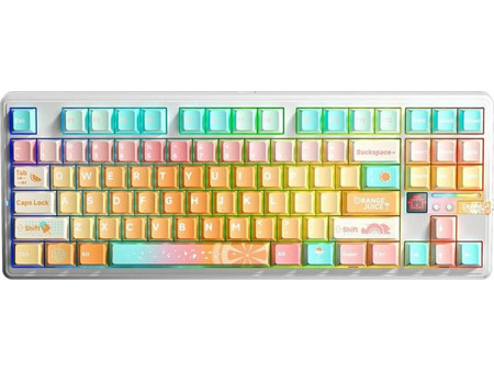 Aula F87 Pro V2 Ασύρματο Μηχανικό Gaming Πληκτρολόγιο TenKeyLess με Meteor Ice Cream Διακόπτες RGB Orange Soda