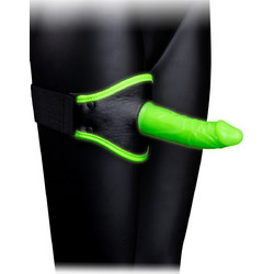 Ouch! Glow in the Dark! Thigh Harness Strap On με Dildo Μαύρο Πράσινο