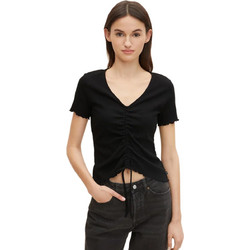 Tom Tailor Γυναικείο Καλοκαιρινό Crop Top Βαμβακερό Μαύρο 1031500-14482