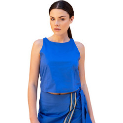 AGGEL Γυναικείο Καλοκαιρινό Crop Top Royal Blue SS41018KF-1073