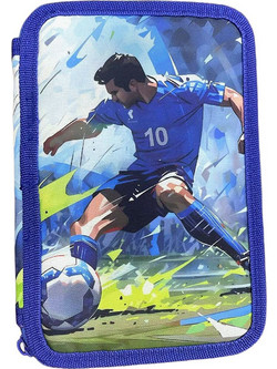 Justnote Football Κασετίνα Γεμάτη με 2 Θήκες Μπλε 50-3152