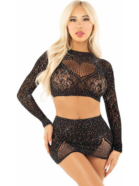 Leg Avenue Sexy Two Piece Set Διχτυωτό Μαύρο 714718573892
