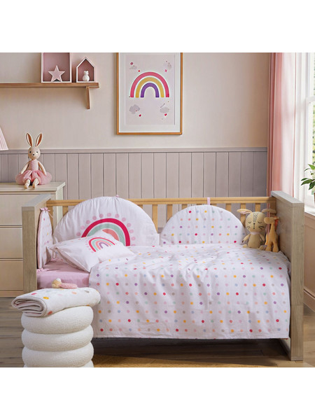 Nef-Nef Baby Dots Πάντα Κούνιας Λευκό Ροζ 40x187cm