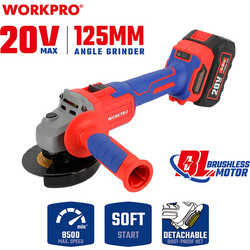 WORKPRO WP392005 Γωνιακός Τροχός Μπαταρίας 20V 125mm 2x4Ah