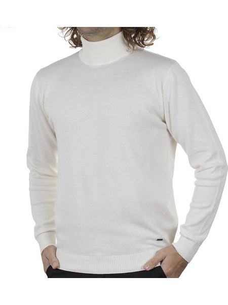Double Ανδρική Πλεκτή Μπλούζα Ζιβάγκο Λευκή KNIT-49
