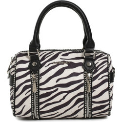 Bag to Bag Γυναικείο Τσαντάκι Χειρός από Δερματίνη Μαύρο Λευκό BTB0057