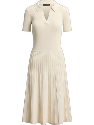 Lauren Ralph Lauren Midi Καθημερινό Φόρεμα Μεταξωτό Εκρού 200P14049003
