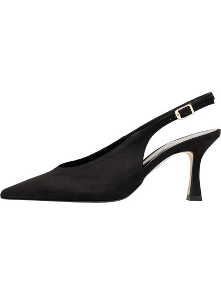 Sante Γόβες Suede Slingback με Λεπτό Χαμηλό Τακούνι Μαύρες 26-615