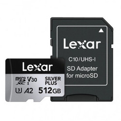 Lexar Silver Plus microSDXC 512GB Class 10 U3 V30 UHS-I A2 205MB/s + Adapter