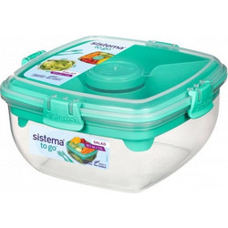 Sistema Salad Max To Go Δοχείο Φαγητού Πλαστικό Κατάλληλο για Φούρνο Μικροκυμάτων 1.63lt Διαφανές Πράσινο Mint
