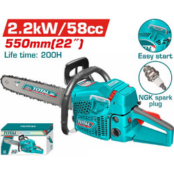 Total TG5582211 Αλυσοπρίονο Βενζίνης 3hp 2200W 8kg με Λάμα 55cm