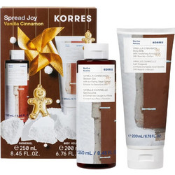 Korres Vanilla Cinnamon & Purifying Sage Extract Shower Gel 250ml + 24h Nourish With Almond Oil Body Milk 200ml
