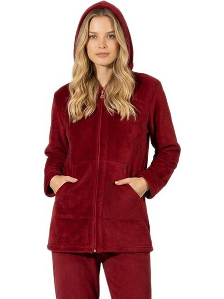 Harmony Γυναικεία Ρόμπα Χειμωνιάτικη Fleece Μπορντό 411710