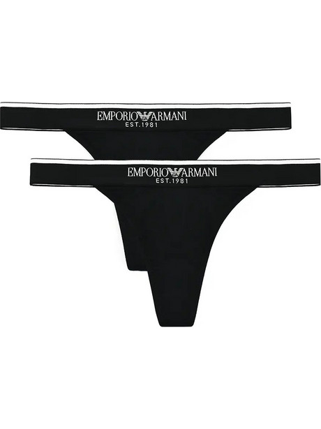 Emporio Armani Βαμβακερά Γυναικεία String Μαύρα 2Pack EW000405AF27298-UC001