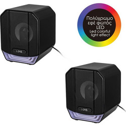 I-JMB 1244830 Ηχεία Υπολογιστή 2.0 6W με RGB Φωτισμό Μαύρα
