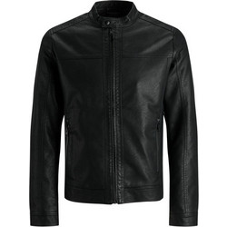 Jack & Jones Ανδρικό Μπουφάν Χειμωνιάτικο Δερμάτινο Μαύρο 12182461