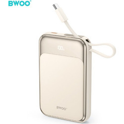 Bwoo P80 Power Bank 10000mAh 20W με Ενσωματωμένο Καλώδιο USB-C Gold