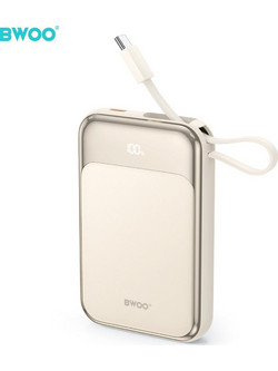 Bwoo P80 Power Bank 10000mAh 20W με Ενσωματωμένο Καλώδιο USB-C Gold