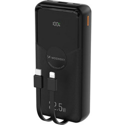 Wozinsky WFC-15B Power Bank 20000mAh 22.5W με Ενσωματωμένα Καλώδια USB-C & Lightning Quick Charge 3.0 & Power Delivery Black