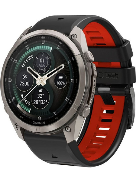 Tech-Protect Iconband Pro Λουράκι Σιλικόνης Black / Red (Garmin Fenix 47mm)