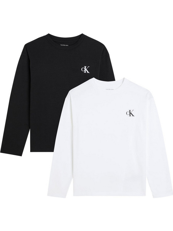 Calvin Klein Σετ Παιδικά T-Shirt Μακρυμάνικα Λευκό Μαύρο LVCKTJI21B-05G