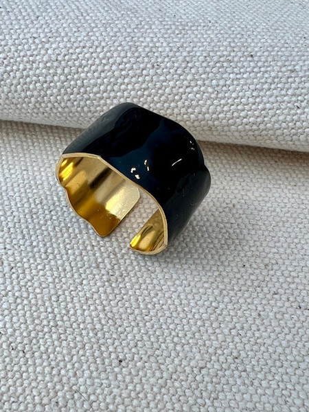 Blingbox The Cuff Ring Γυναικείο Δαχτυλίδι από Ατσάλι Μαύρο