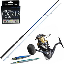 Oceanic Team Shore Game + Spheros 6000 + Kendozo 300m Σετ Καλάμι Ψαρέματος για Shore Jigging Δίσπαστο 3.05m με Μηχανισμό 60-150gr