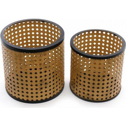 Plastona Κασπώ Ψάθινο Μπεζ Μαύρο 16x16cm 2τμχ 014.SY0069