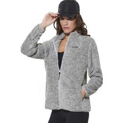 Body Action Γυναικεία Ζακέτα Fleece Μακριά με Φερμουάρ Γκρι 071624