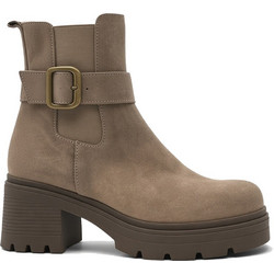 Ragazza Γυναικεία Μποτάκια Chelsea Suede Μπεζ με Χοντρό Χαμηλό Τακούνι 0314