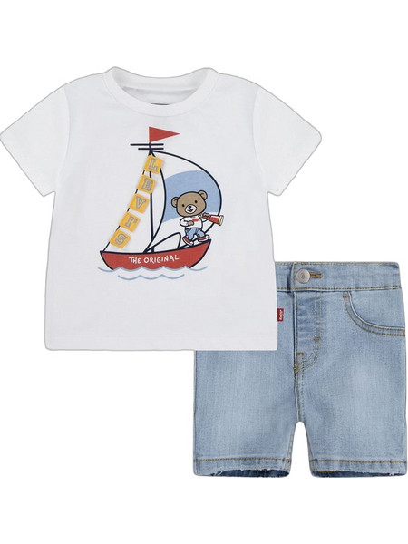 Levi's Βρεφικό Σετ για Αγόρι Καλοκαιρινό Λευκό Γαλάζιο 6EM326-W1T