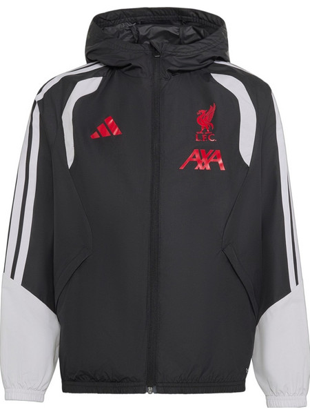 Adidas Liverpool Αθλητικό Παιδικό Μπουφάν Χειμωνιάτικο Softshell Αδιάβροχο Αντιανεμικό Μαύρο Κόκκινο KB5801