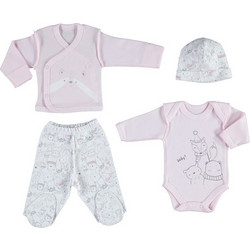 BiBaby Lady Animals Βρεφικό Σετ Φόρμας για Κορίτσι Χειμωνιάτικο Ροζ Λευκό 82038