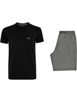Emporio Armani Καλοκαιρινές Ανδρικές Πιτζάμες Βαμβακερές Μαύρες EM000399AF18885MC503