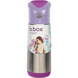 B.Box Παιδικό Παγούρι Θερμός Ανοξείδωτο BPA Free με Καλαμάκι Ασημί Λιλά 500ml