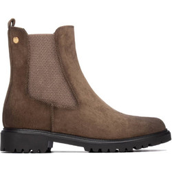 Xti Γυναικεία Μποτάκια Chelsea Suede Καφέ με Χοντρό Χαμηλό Τακούνι 146242